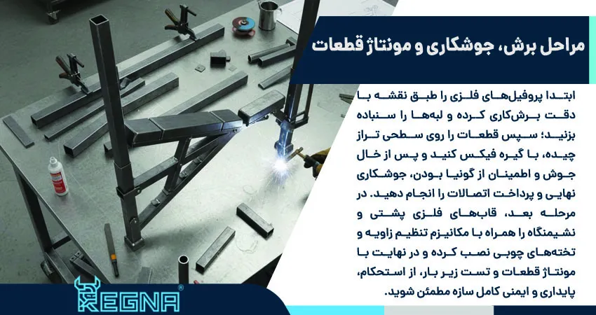 مراحل برش، جوشکاری و مونتاژ قطعات