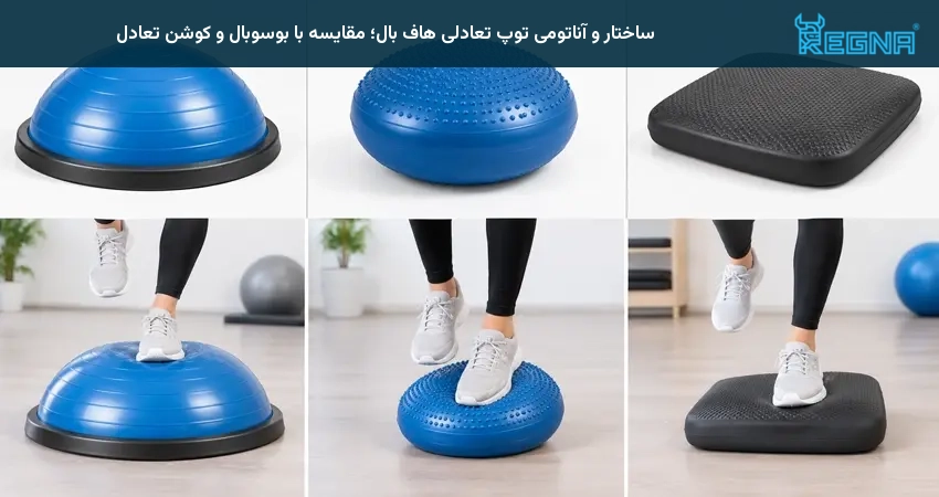 ساختار و آناتومی توپ تعادلی هاف بال؛ مقایسه با بوسوبال و کوشن تعادل